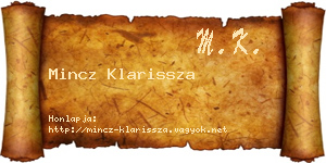 Mincz Klarissza névjegykártya